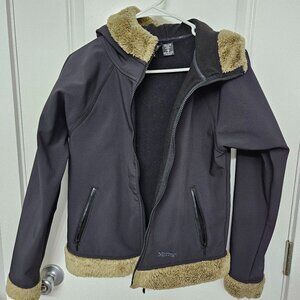 Marmot Furlong Jacket Women's Sz Medium M Soft Shell Faux Fur Trim Hood Coat